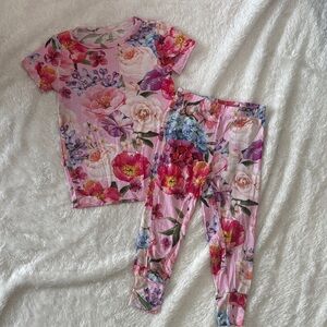Posh Peanut 2T Floral Kids Pajamas Set - Pink